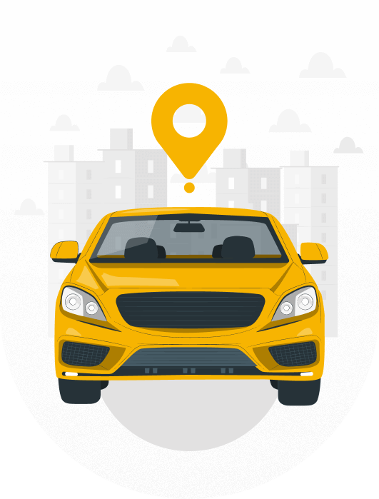 Yellow Car with Location Icon